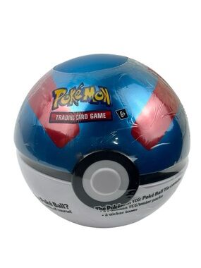 Pokémon TCG Great Ball Tin E25 Sealed Poké Ball Collector Tin New Blue & White